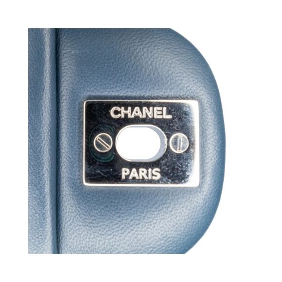 Pre Loved Chanel Mini Square Classic Lambskin Single Flap Women Blue Crossbody - Picture 7 of 8